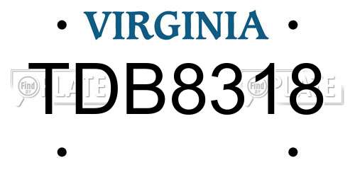 TDB8318 Virginia License Plate