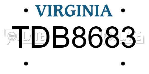 TDB8683 Virginia License Plate