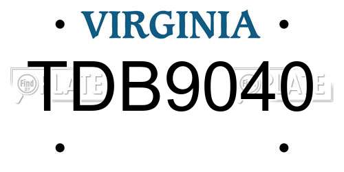 TDB9040 Virginia License Plate