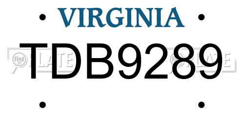 TDB9289 Virginia License Plate