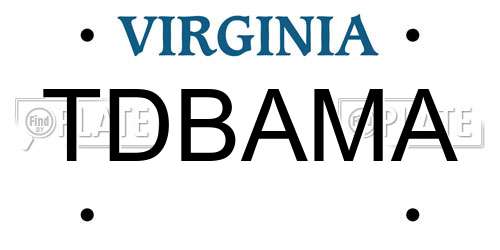 TDBAMA Virginia License Plate