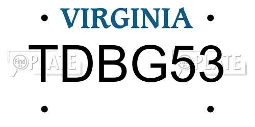 TDBG53 Virginia License Plate