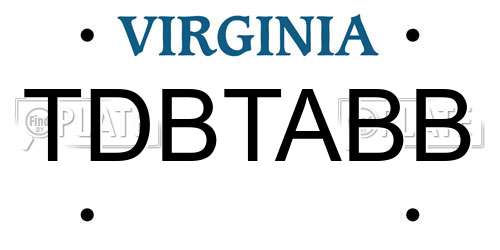 TDBTABB Virginia License Plate