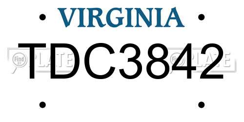 TDC3842 Virginia License Plate