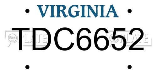 TDC6652 Virginia License Plate