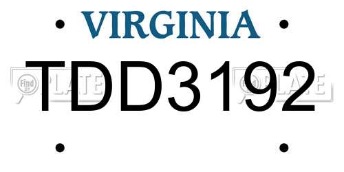 TDD3192 Virginia License Plate