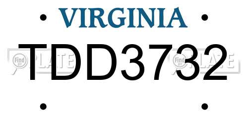 TDD3732 Virginia License Plate