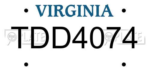 TDD4074 Virginia License Plate