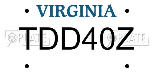TDD40Z Virginia License Plate