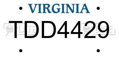 TDD4429 Virginia License Plate