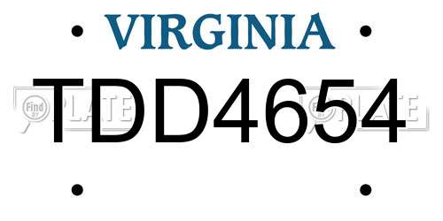 TDD4654 Virginia License Plate