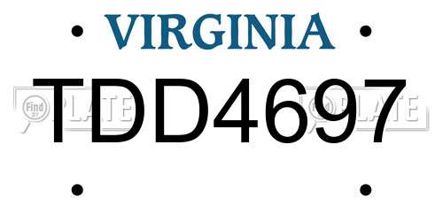 TDD4697 Virginia License Plate