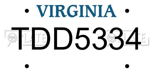 TDD5334 Virginia License Plate