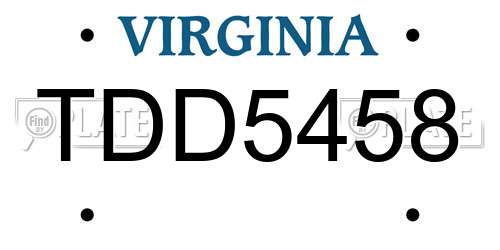 TDD5458 Virginia License Plate