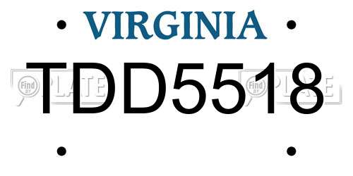 TDD5518 Virginia License Plate