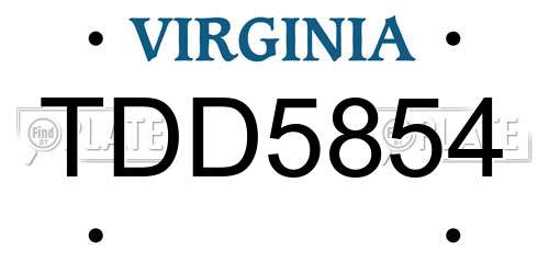 TDD5854 Virginia License Plate