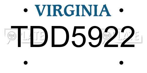 TDD5922 Virginia License Plate