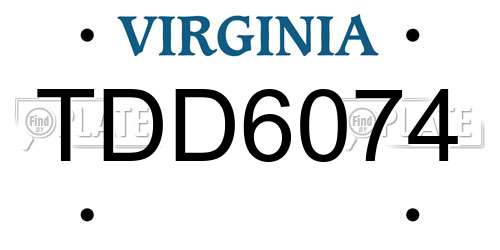 TDD6074 Virginia License Plate