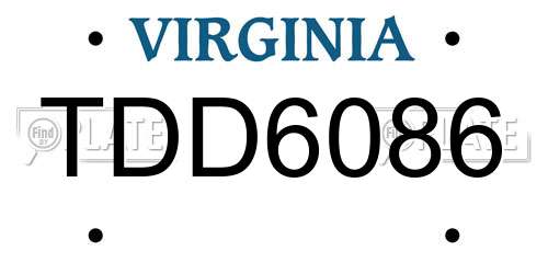 TDD6086 Virginia License Plate
