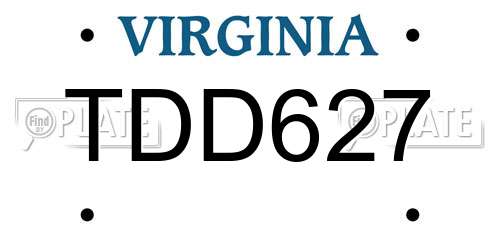 TDD627 Virginia License Plate