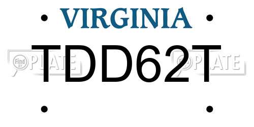 TDD62T Virginia License Plate