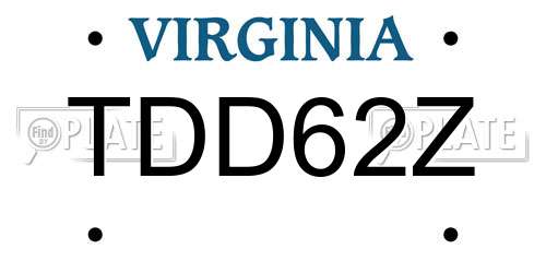 TDD62Z Virginia License Plate