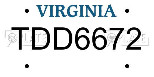 TDD6672 Virginia License Plate