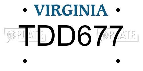 TDD677 Virginia License Plate