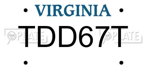 TDD67T Virginia License Plate