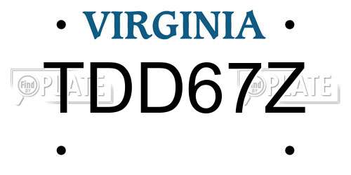 TDD67Z Virginia License Plate