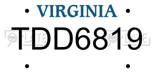 TDD6819 Virginia License Plate