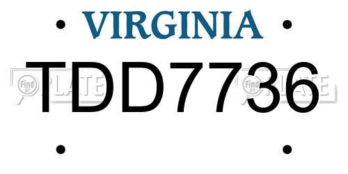 TDD7736 Virginia License Plate