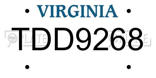 TDD9268 Virginia License Plate