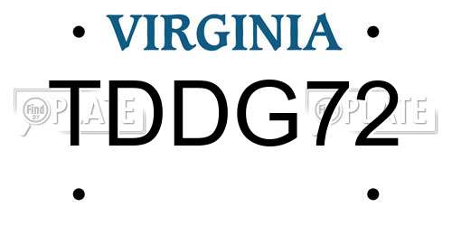 TDDG72 Virginia License Plate