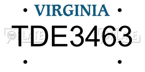 TDE3463 Virginia License Plate