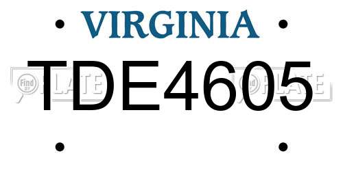 TDE4605 Virginia License Plate