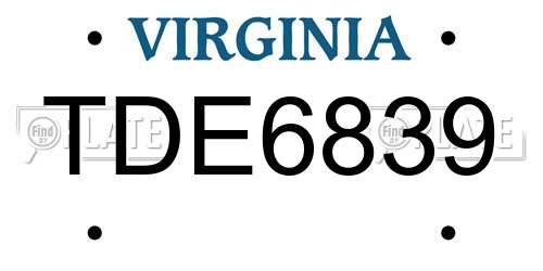 TDE6839 Virginia License Plate
