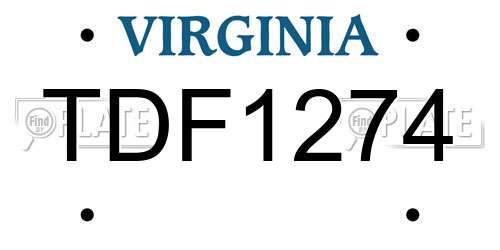 TDF1274 Virginia License Plate