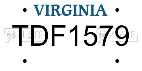 TDF1579 Virginia License Plate
