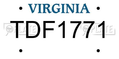 TDF1771 Virginia License Plate
