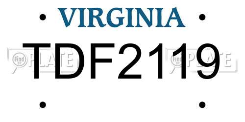 TDF2119 Virginia License Plate