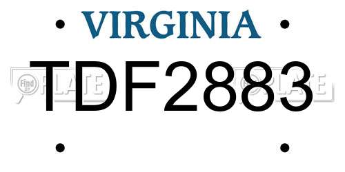 TDF2883 Virginia License Plate