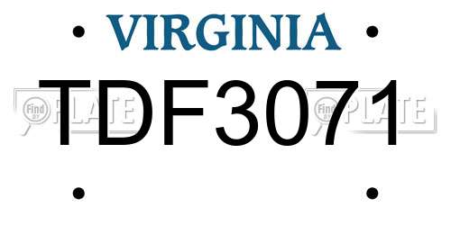 TDF3071 Virginia License Plate