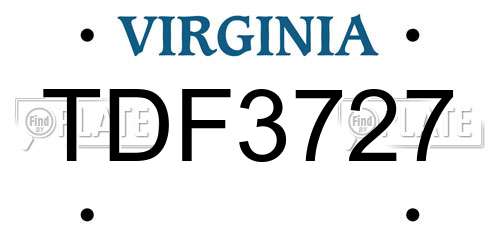 TDF3727 Virginia License Plate
