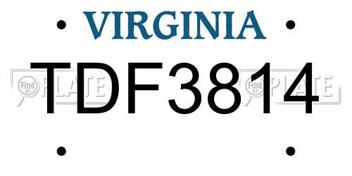 TDF3814 Virginia License Plate