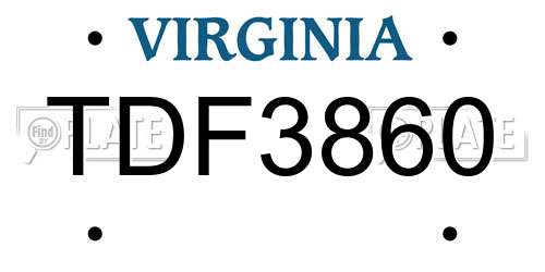 TDF3860 Virginia License Plate