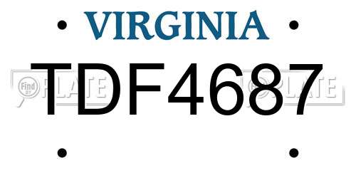 TDF4687 Virginia License Plate