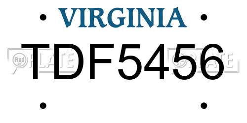 TDF5456 Virginia License Plate
