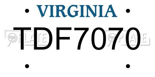 TDF7070 Virginia License Plate