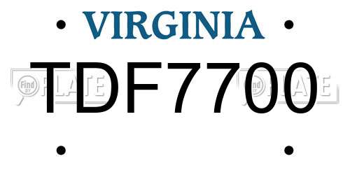TDF7700 Virginia License Plate